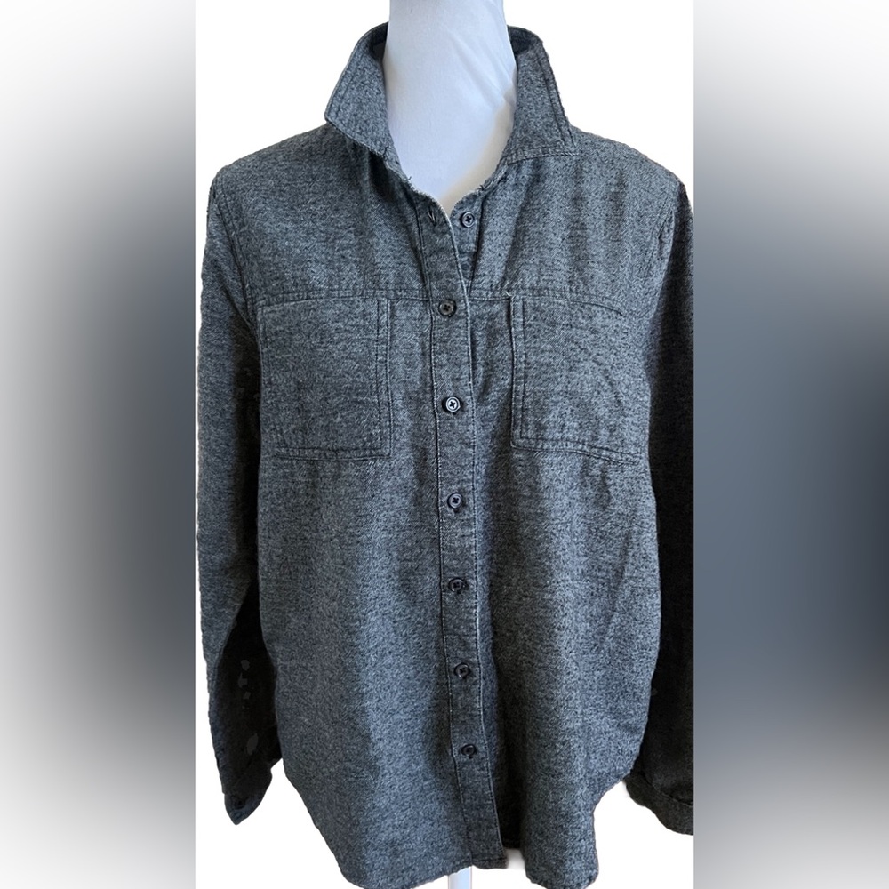 RAG POETS BUCKLE Dark Gray Button Down Long Sleeve Flannel Shirt Women’s XS